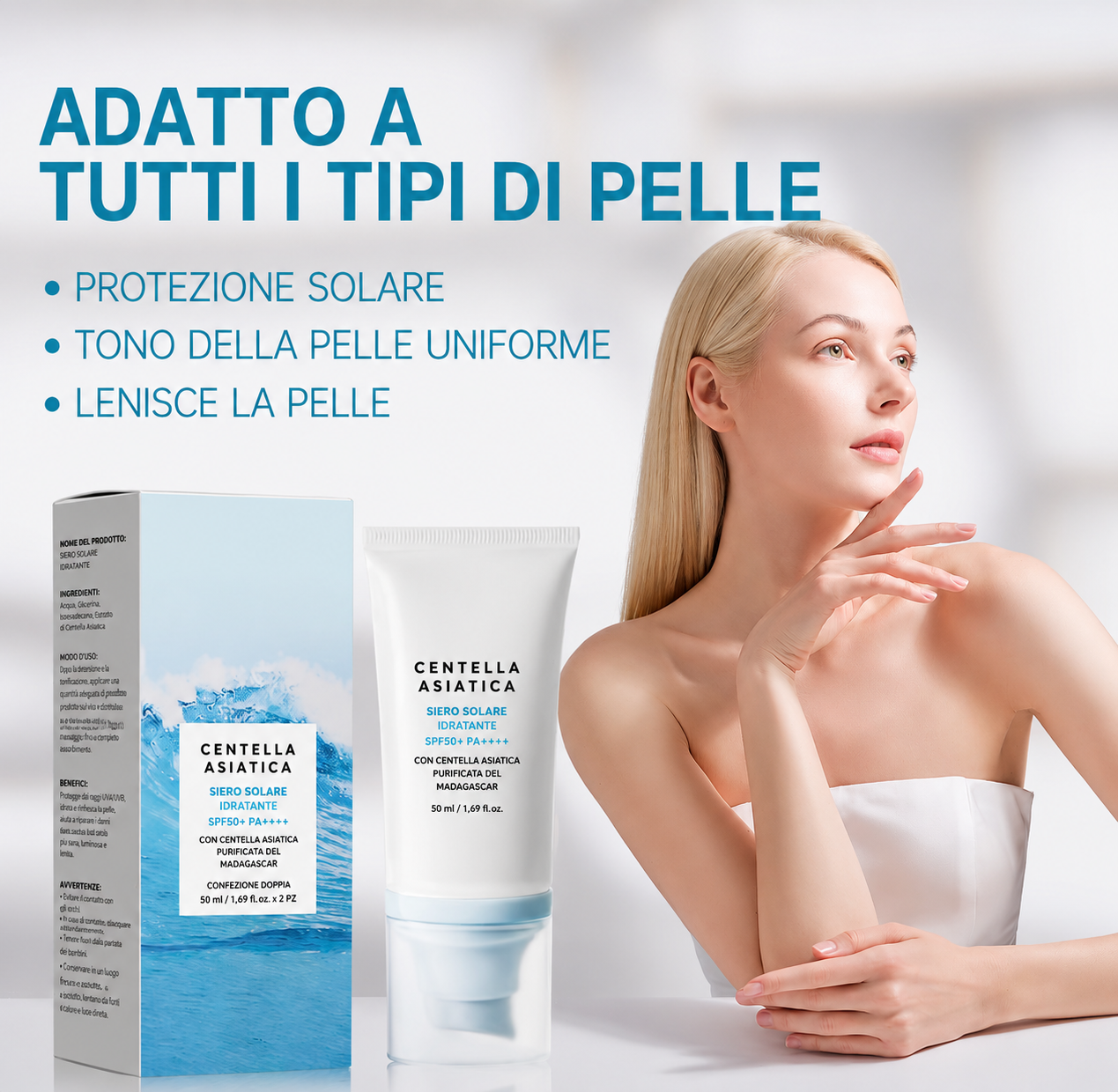 Crema in Siero Solare Water-Fit alla Centella Asiatica