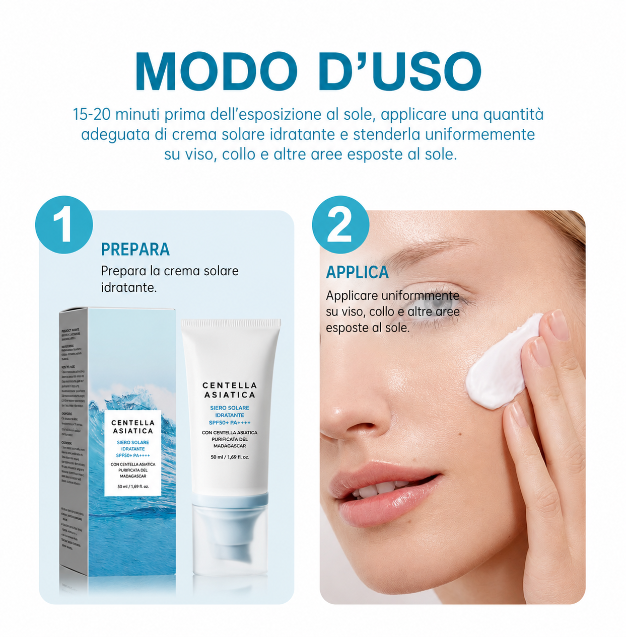 Crema in Siero Solare Water-Fit alla Centella Asiatica