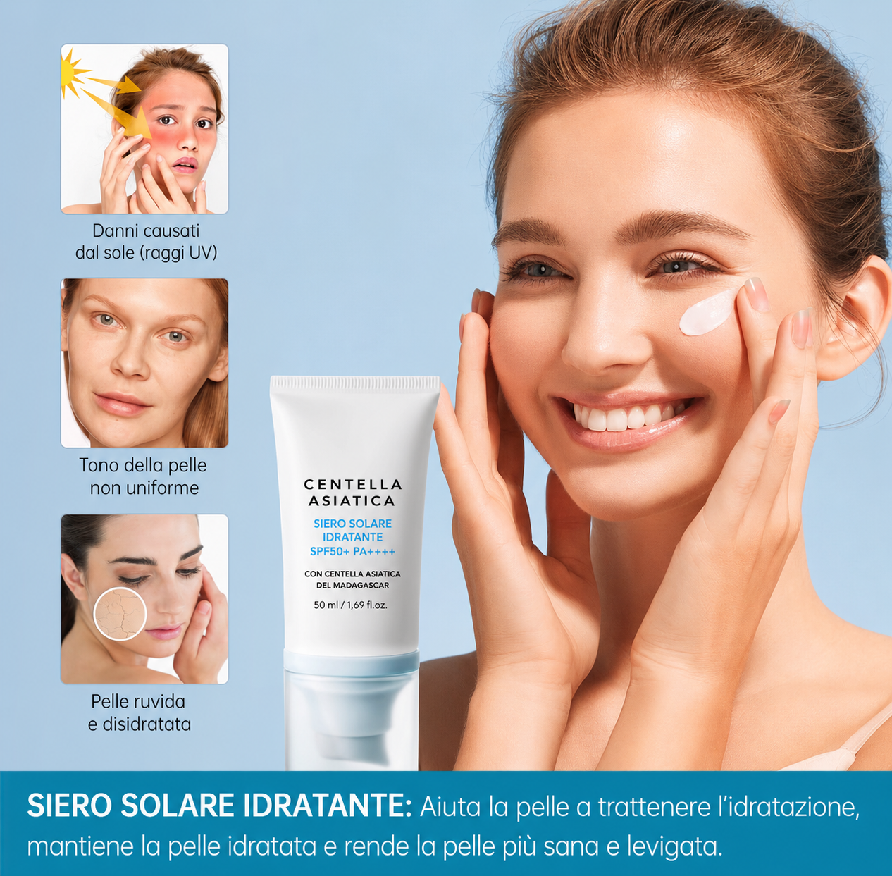 Crema in Siero Solare Water-Fit alla Centella Asiatica
