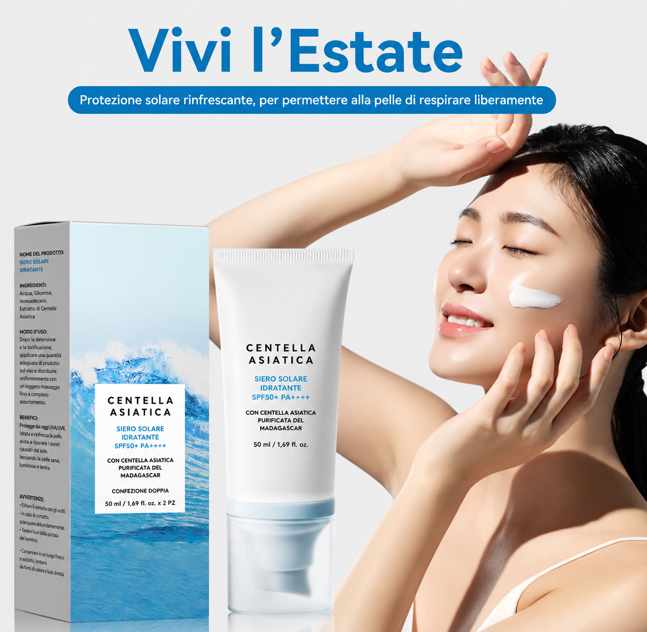 Crema in Siero Solare Water-Fit alla Centella Asiatica